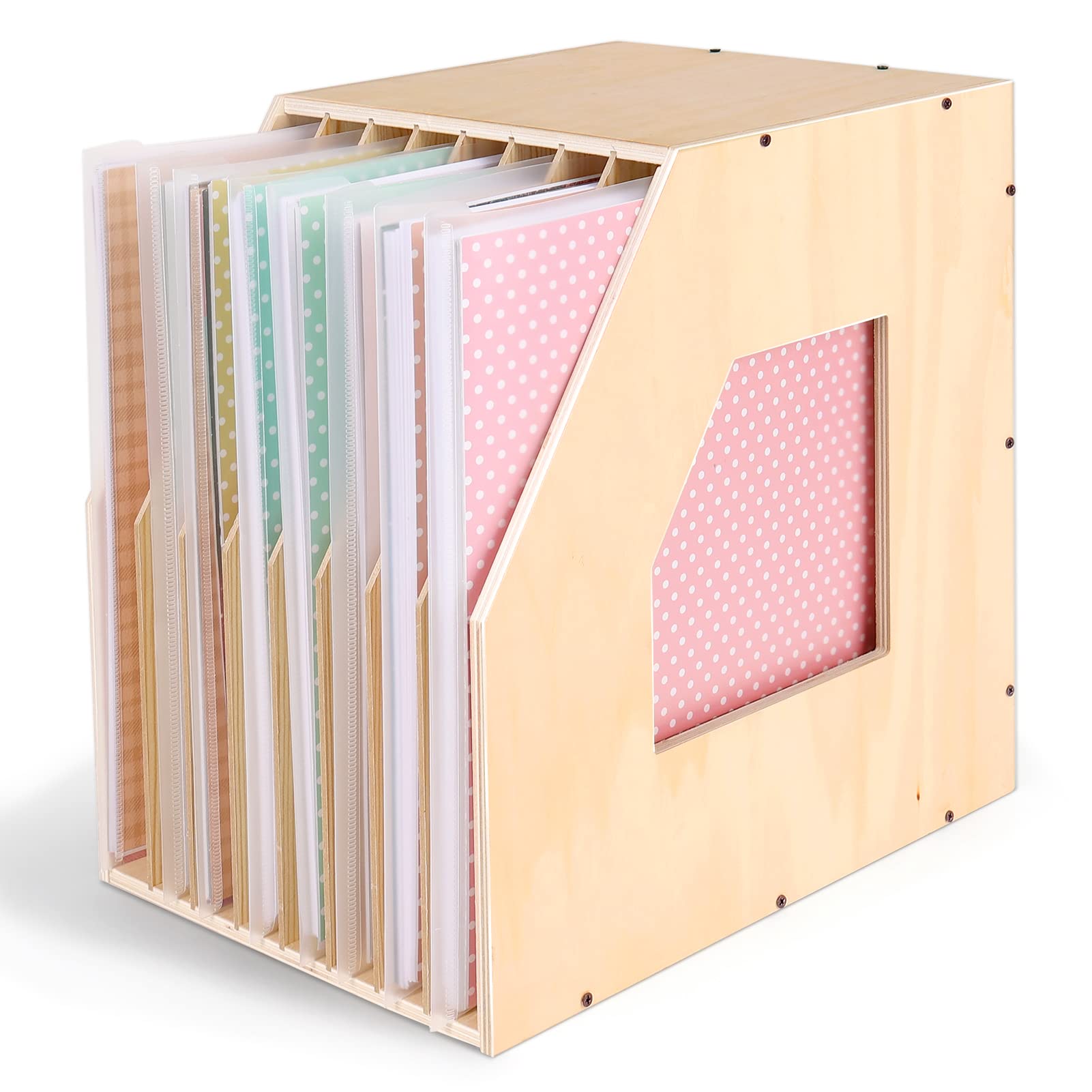 Caydo 24 Pieces Scrapbook Paper Storage with Hook and Loop Closure