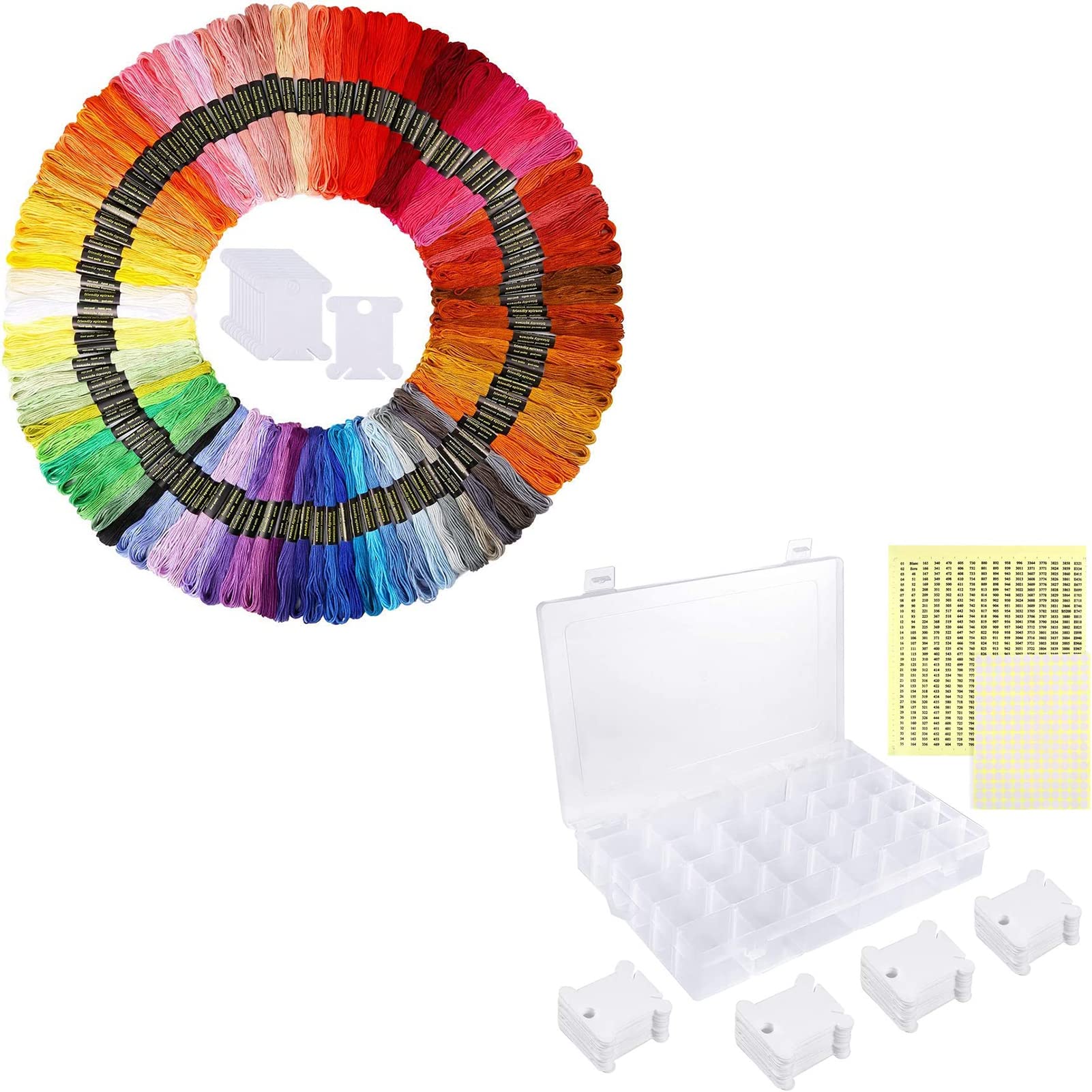 Friendship Bracelet String Kits 100 Colors Embroidery Floss and 15 Skeins  White & 15 Skeins Black Color 10 Pcs Plastic Floss Bobbins for Cross Stitch  Threads Bracelet Yarn Craft Floss