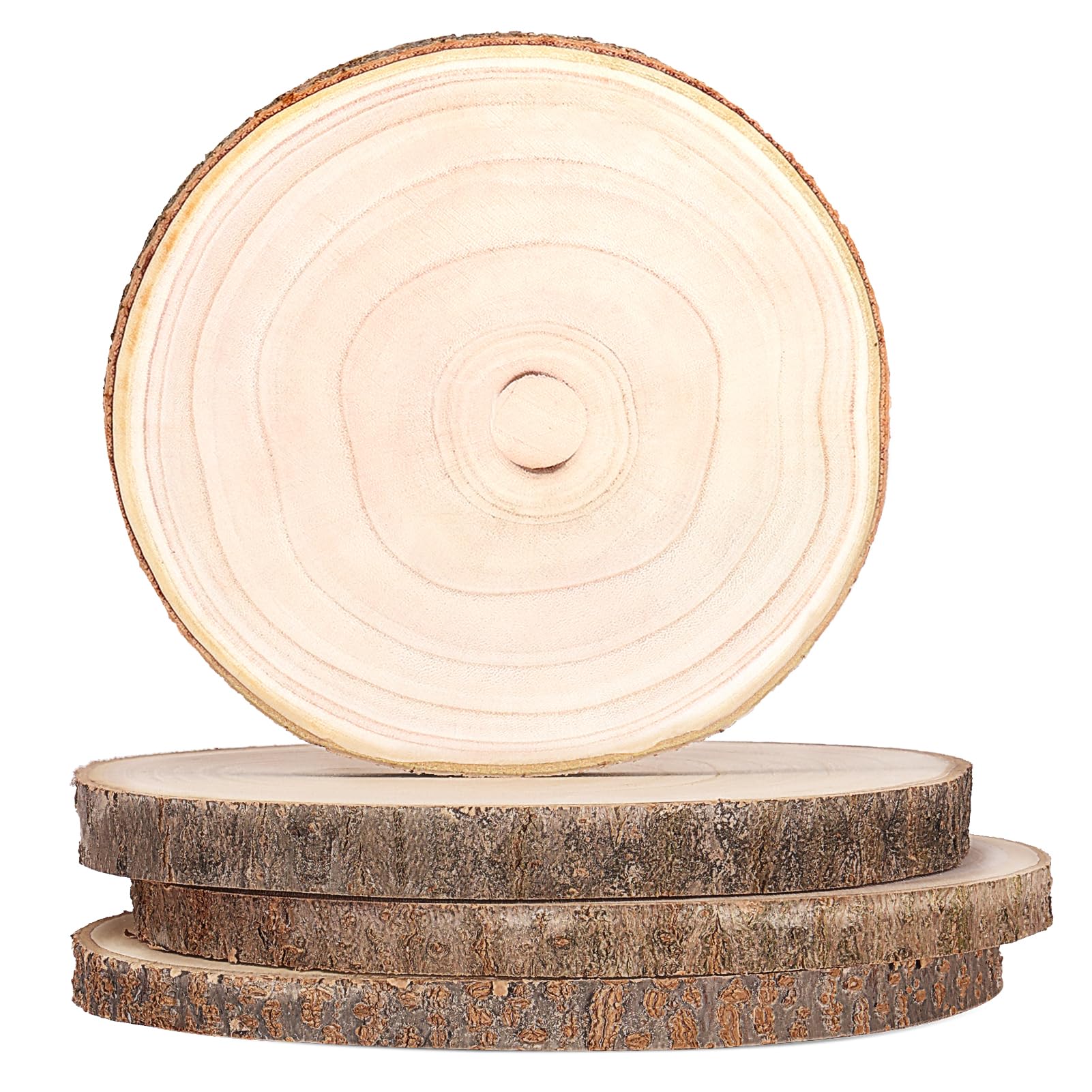 10pcs Natural Wood Pieces Slice Round Unfinished Wooden Discs For Crafts  Centerpieces Diy Christmas Ornaments 5.9inch