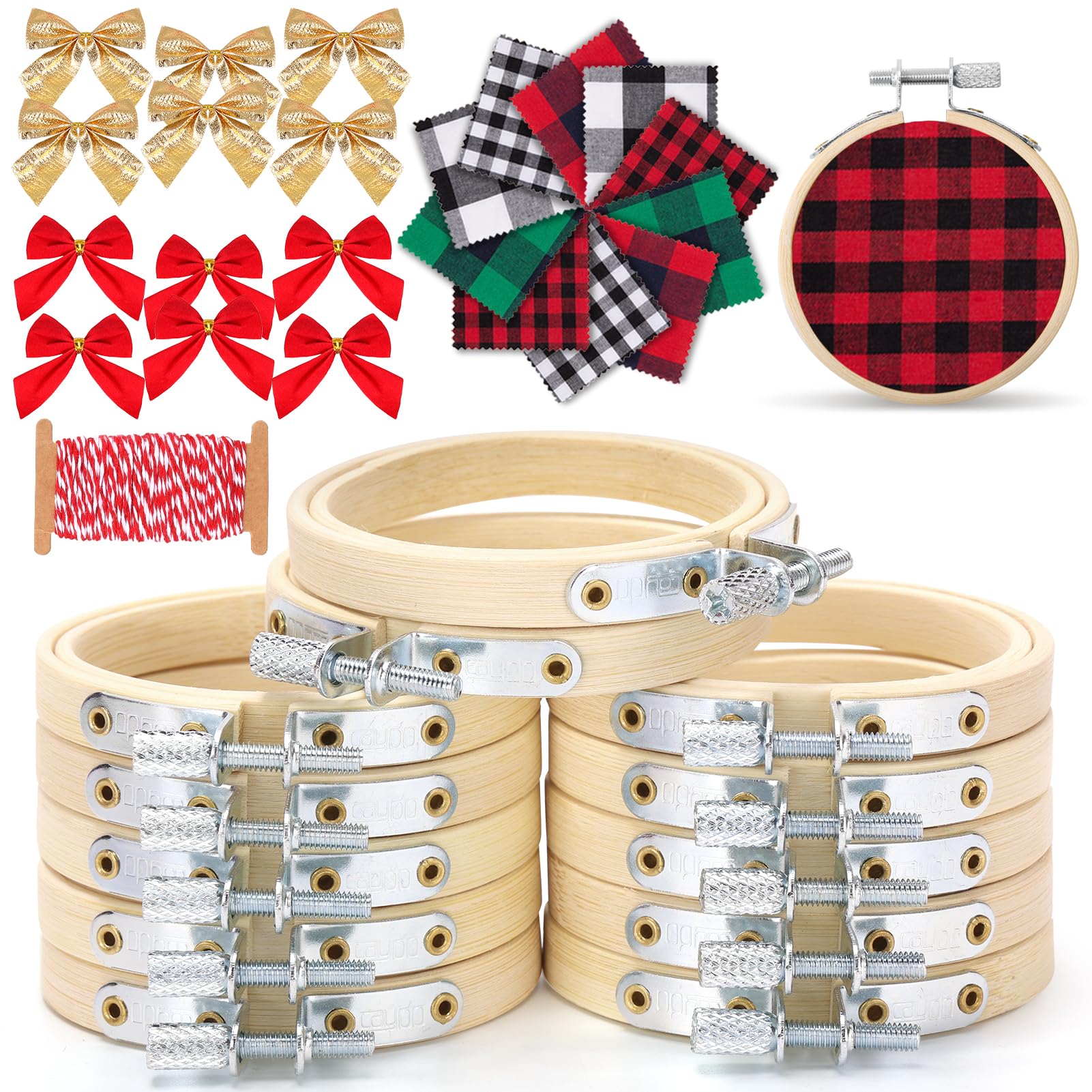 Caydo 5 Pieces 3 inch to 8 Embroidery Hoop Set Plastic Imitation bamboo